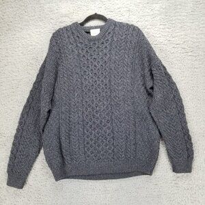 Shannon Sweater Mens XL Gray Fisherman 100% Merino Wool Long Sleeve Pullover